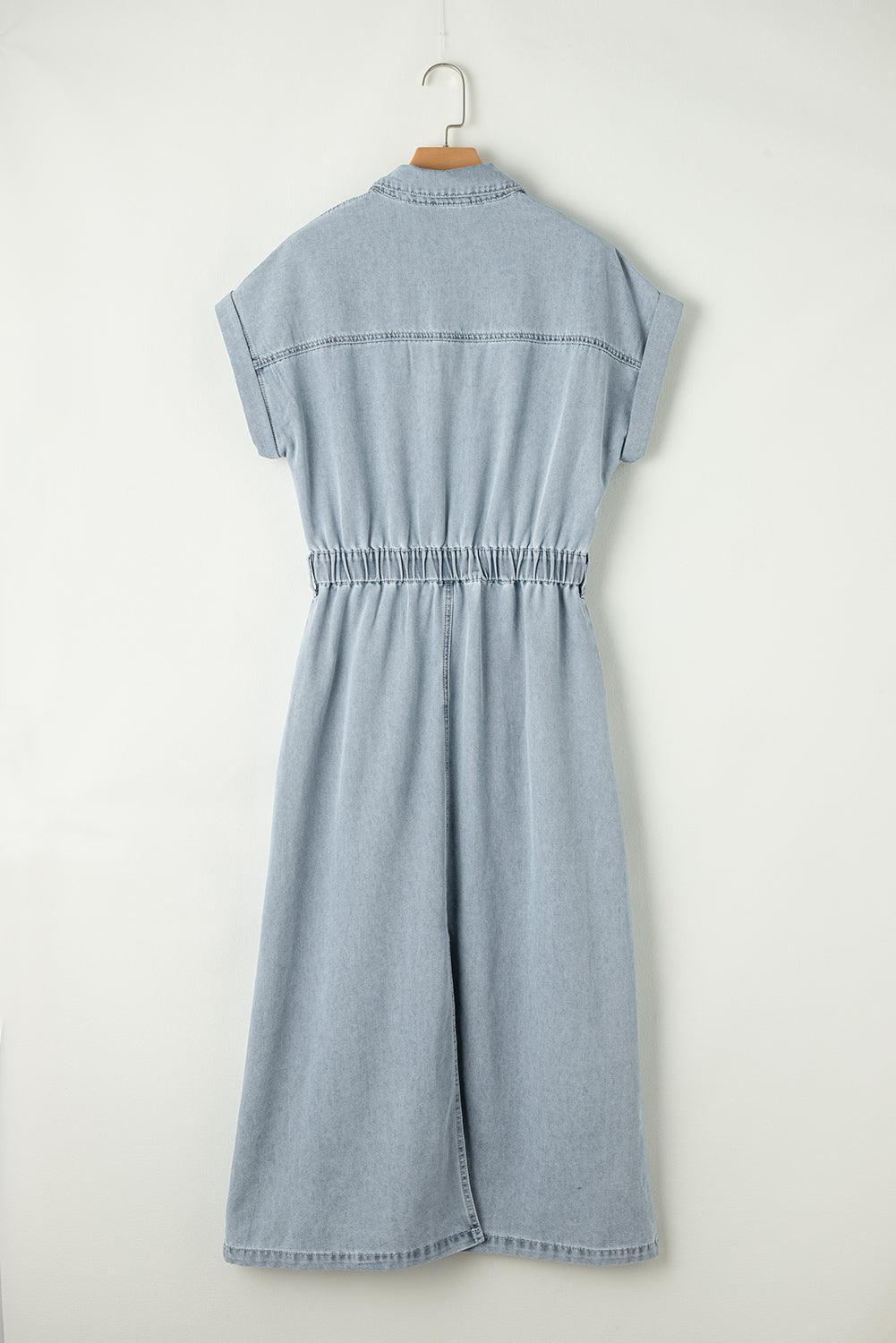Isabeau | Denimjurk met Elegante, Korte Vleermuismouwen