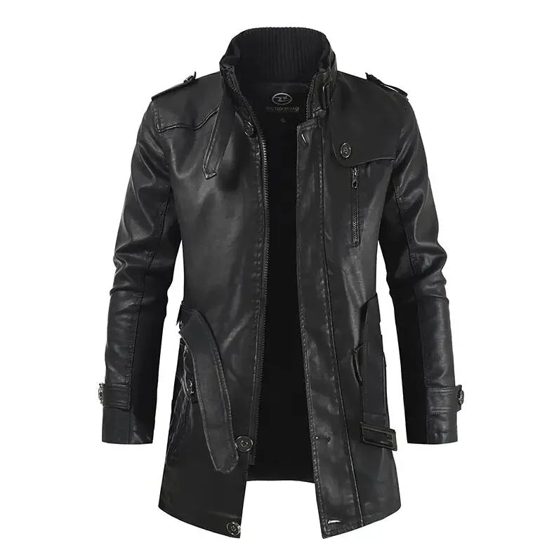 Stan | Elegante lange leren bikerjas