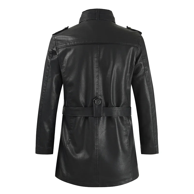 Stan | Elegante lange leren bikerjas