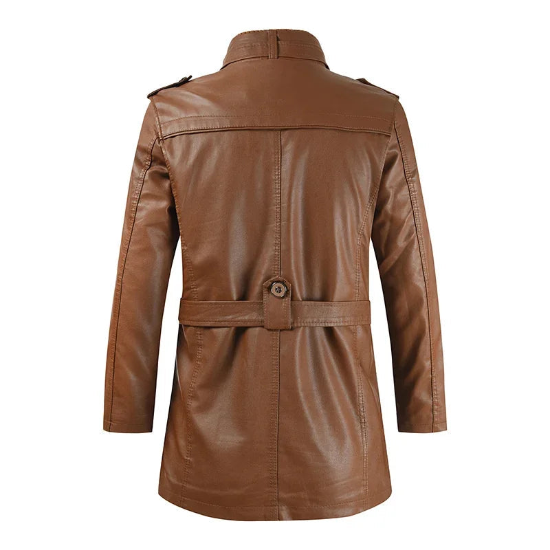 Stan | Elegante lange leren bikerjas