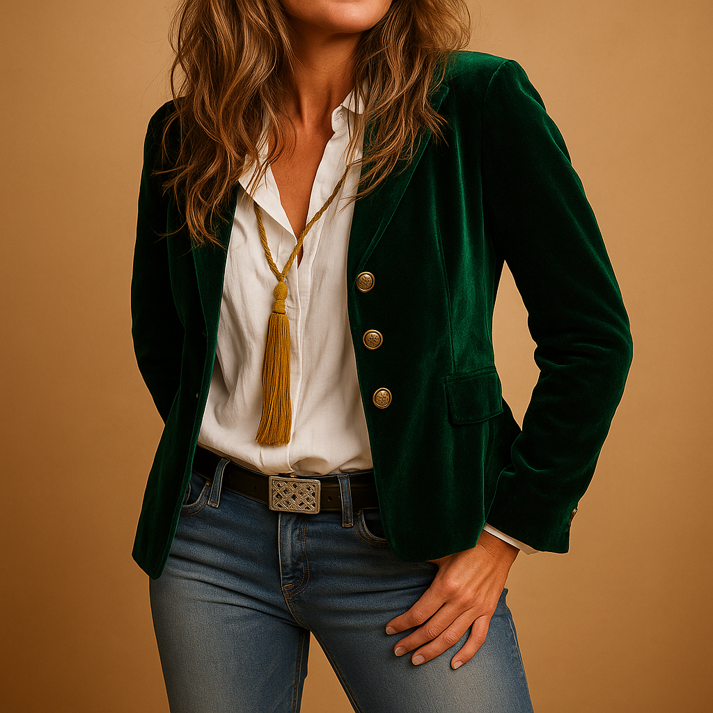 Rivka | Retro Slim Fit Blazer met Revers en Zakken voor Dames