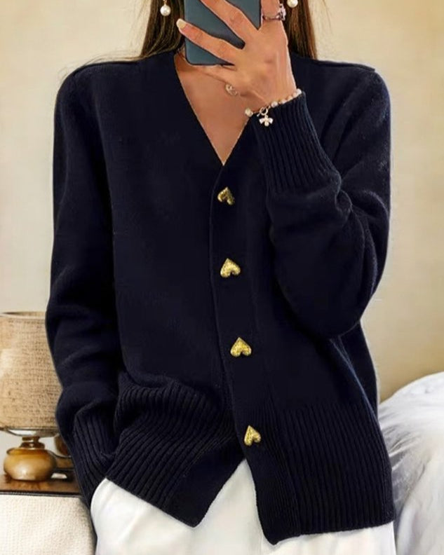 Maud | Elegante Cardigan met Hartvormige Knopen