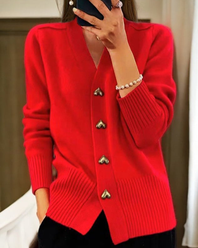 Maud | Elegante Cardigan met Hartvormige Knopen