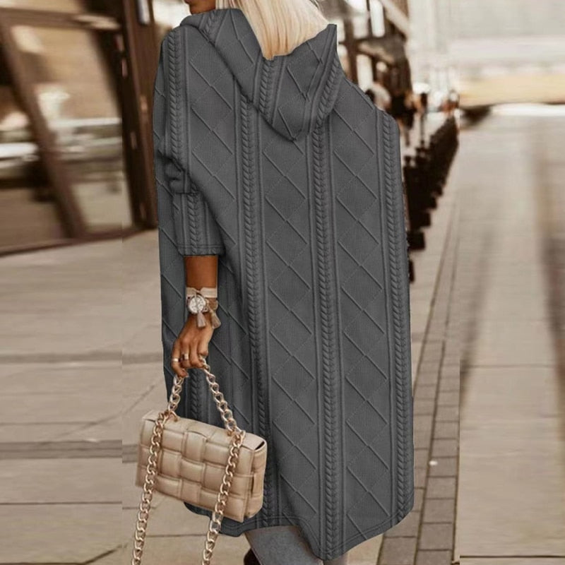 Elise | Lange Gebreide Cardigan met Capuchon