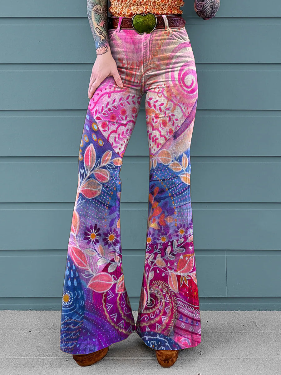 Faylinn | Boho Bloem Flared Broek