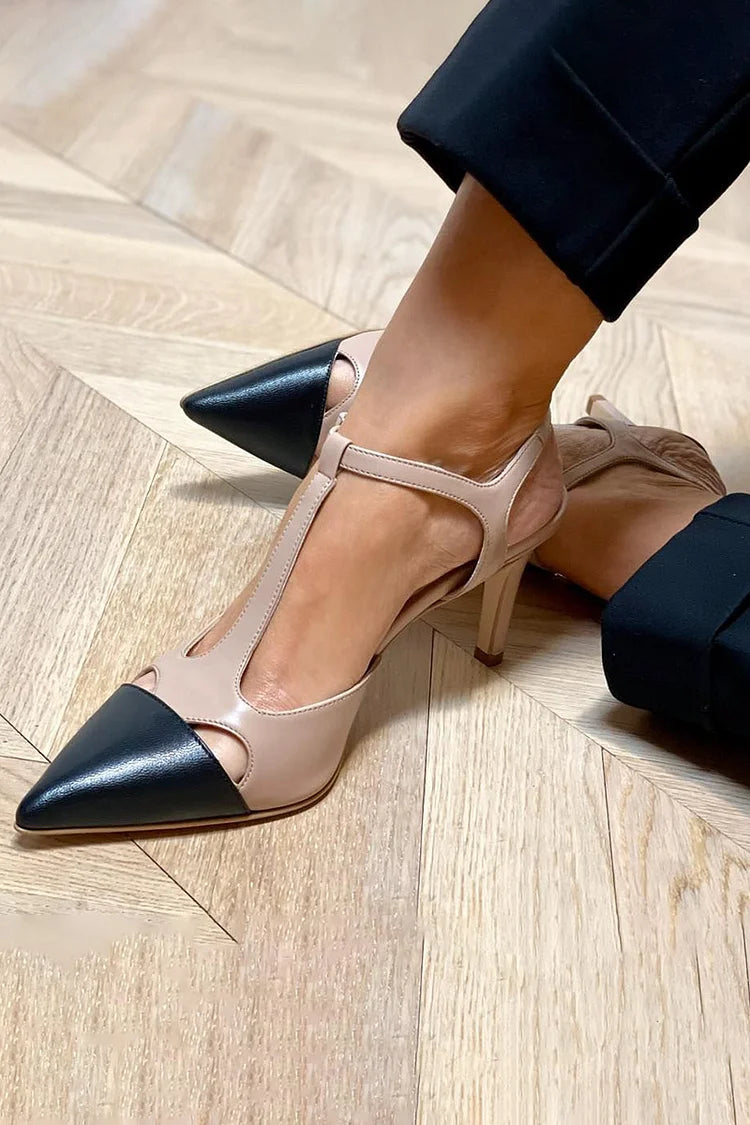 MIRELLA | Bicolor Elegante Décolleté met Rechte Punt voor een Verfijnde Stijl