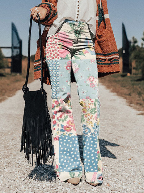 Fioralisa | Patchwork Flared Broek
