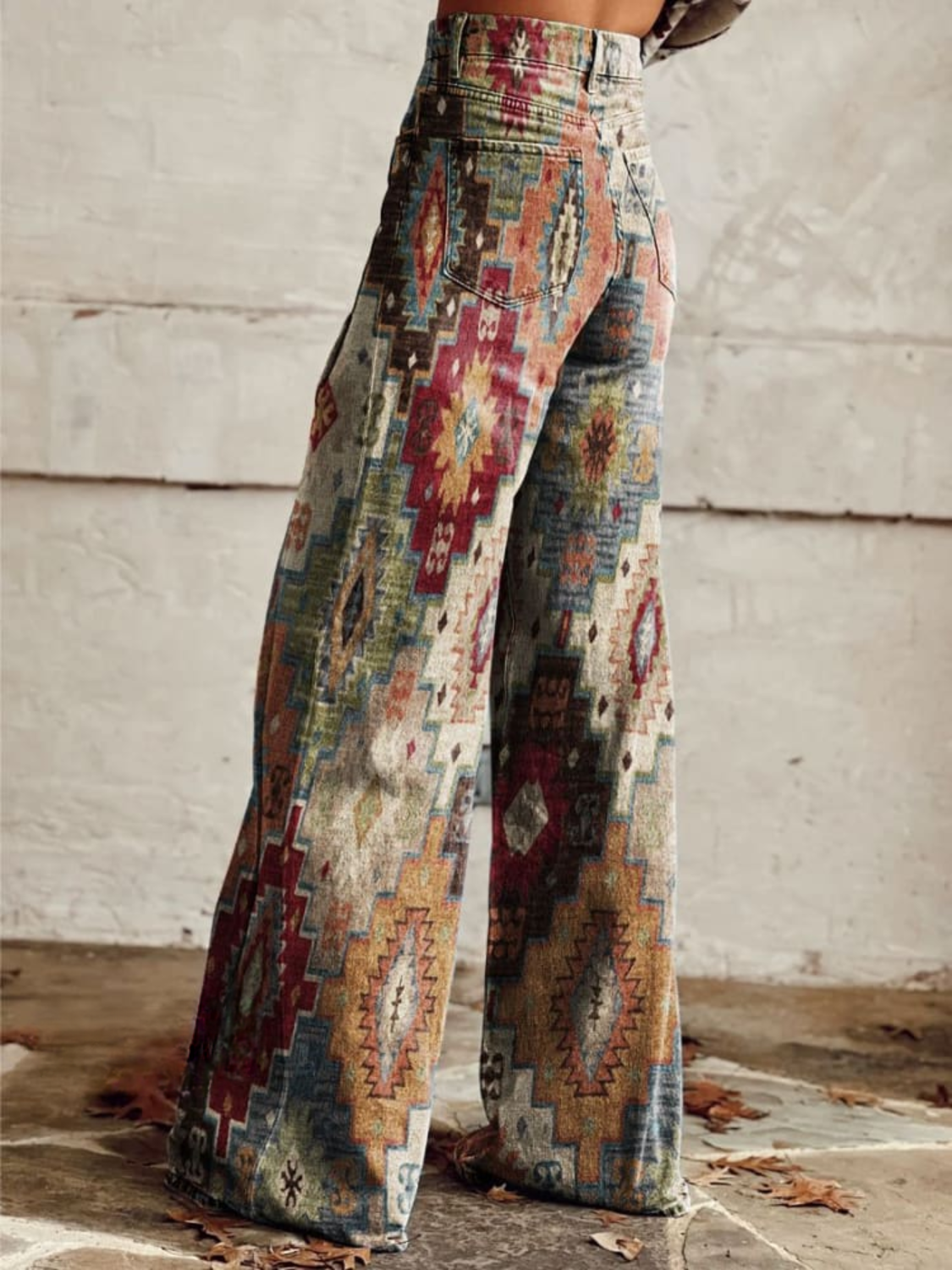 Anaïs | Wijde Spijkerbroek met Aztec Motief