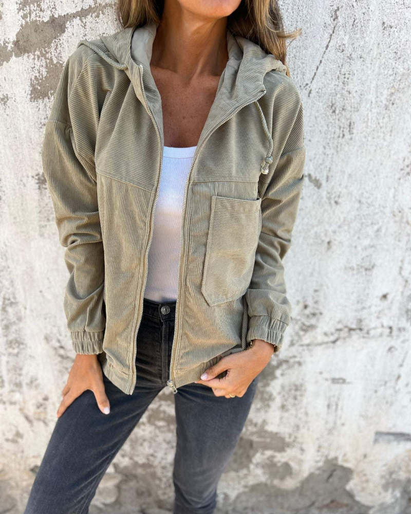 Britt | Luxe Corduroy Jas met Capuchon