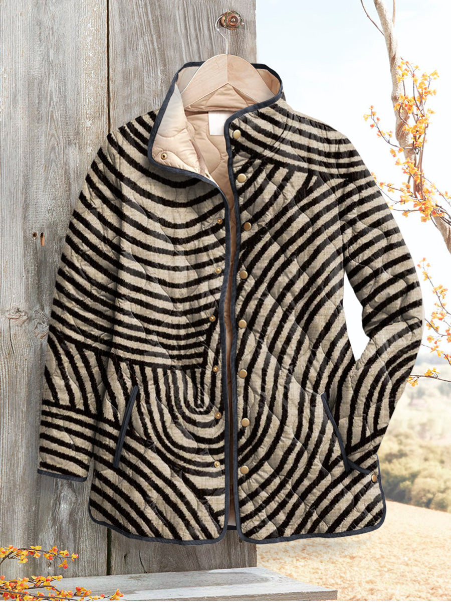 Vintage-Inspired Damesjack – Handgetekende Cirkelprint