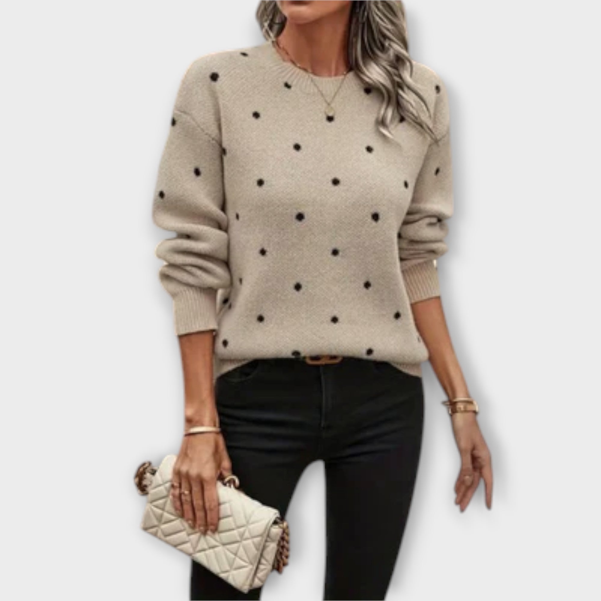 Stil&Co – Casual gebreide trui met lange mouwen en stippenmotief