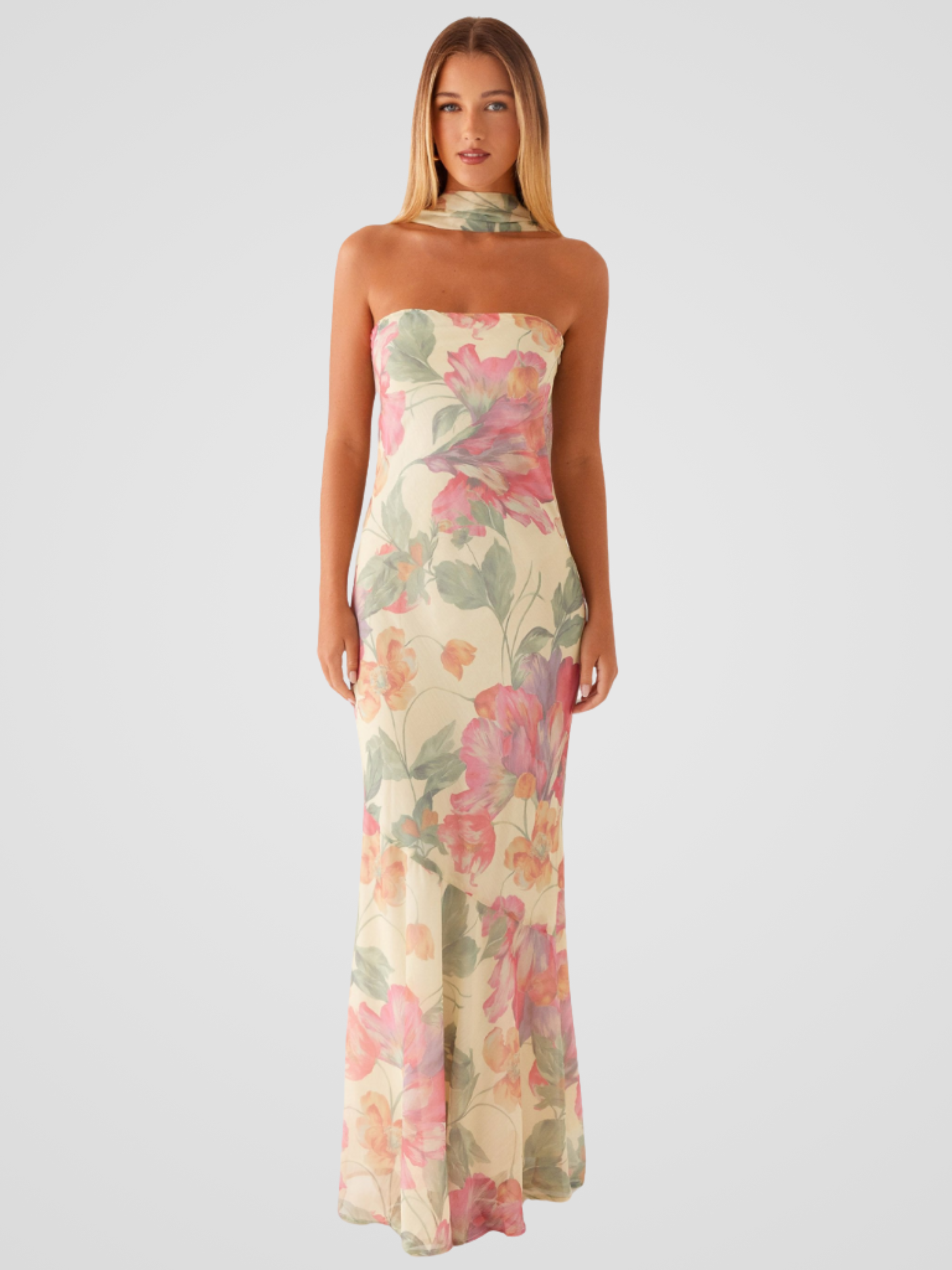Aperti | Bandeau Jurk in Bloemen Chiffon