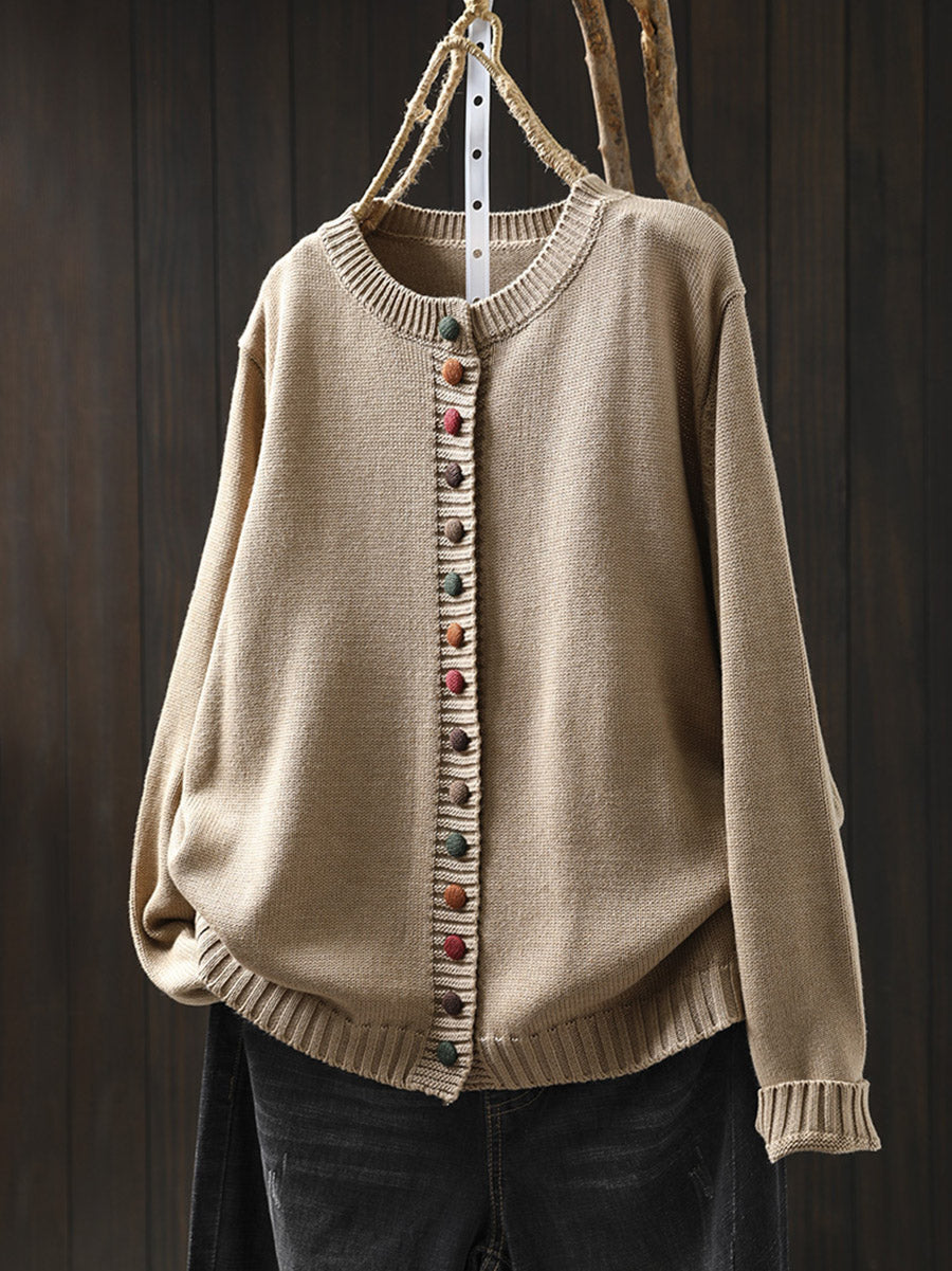 Sanne | Gebreide Cardigan met Gekleurde Knopen