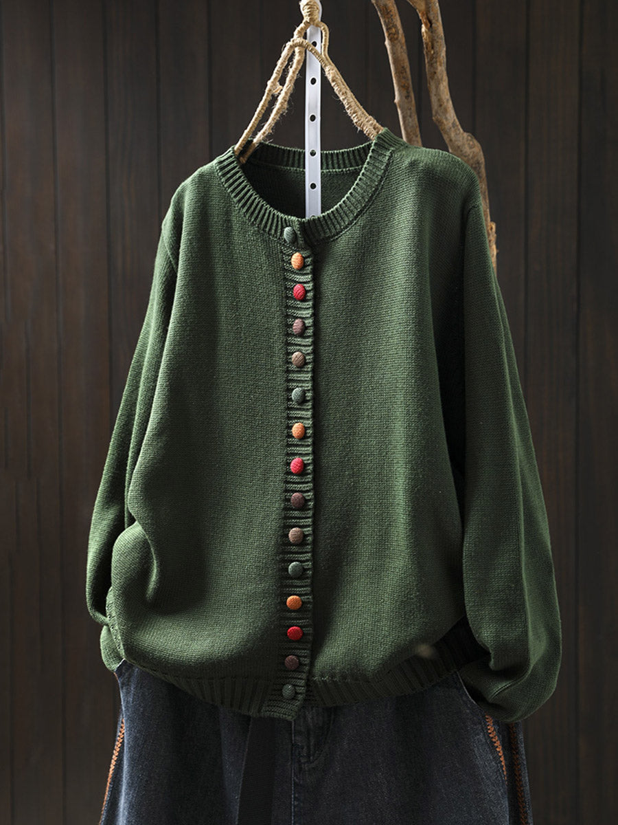 Sanne | Gebreide Cardigan met Gekleurde Knopen