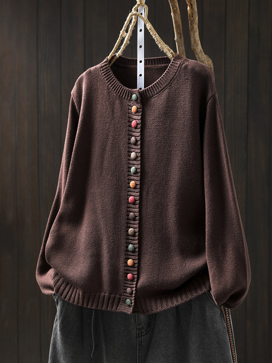 Sanne | Gebreide Cardigan met Gekleurde Knopen