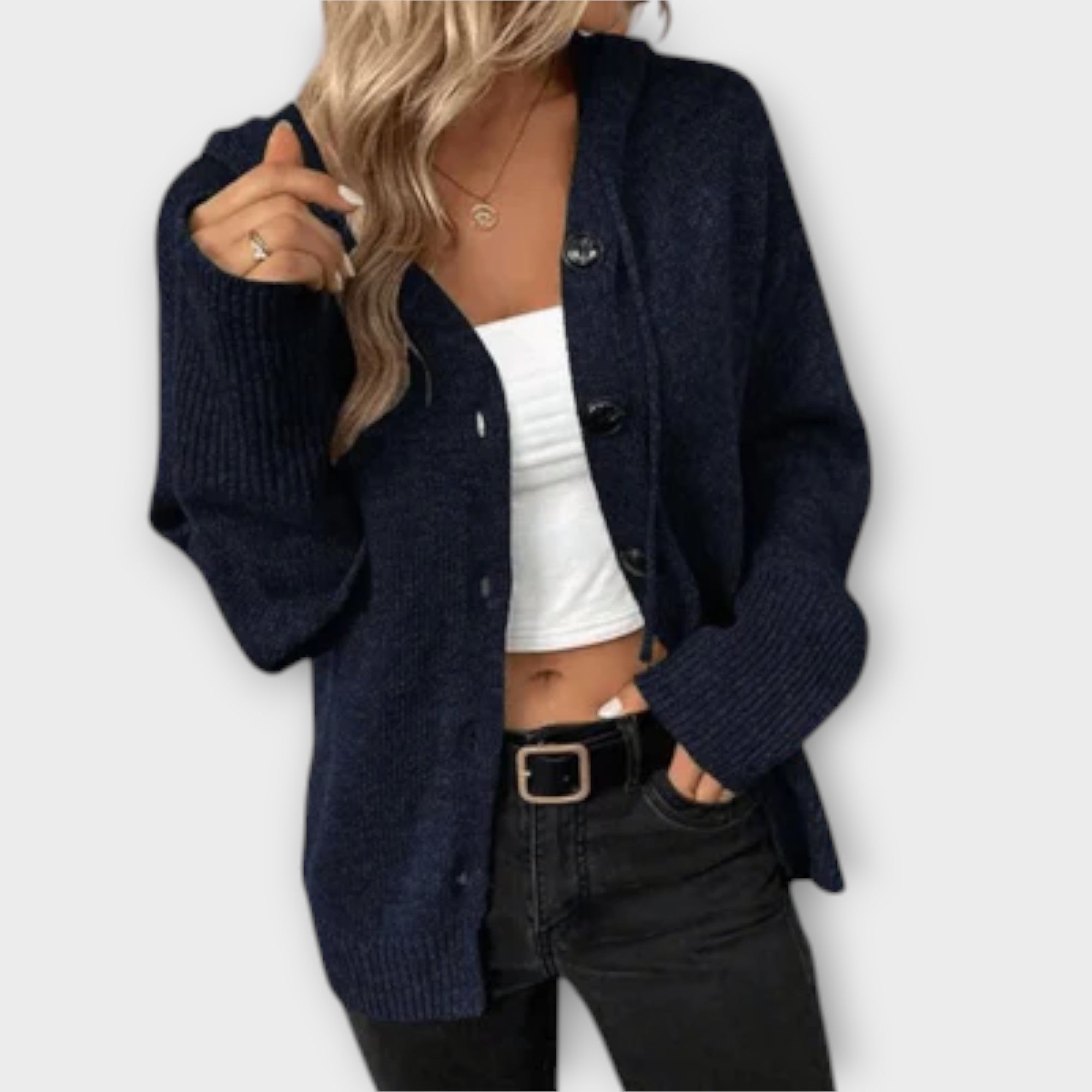 Britt – Gebreide Herfstcardigan met Knoopsluiting van Premium Wolmix