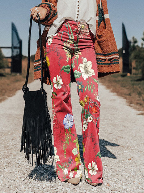 Filandra | Tropische Bloem Flared Broek