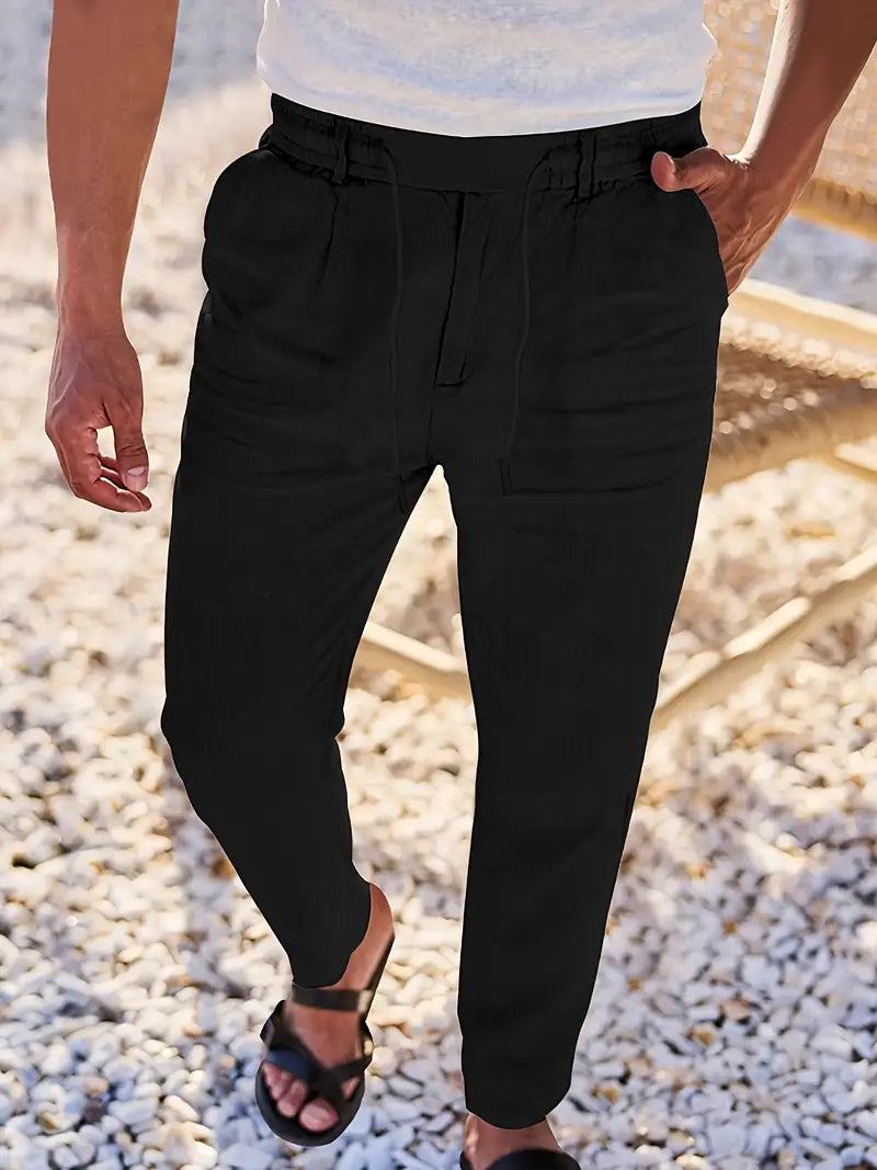 Van Der Waal™ | Linnen Broek met Trekkoord