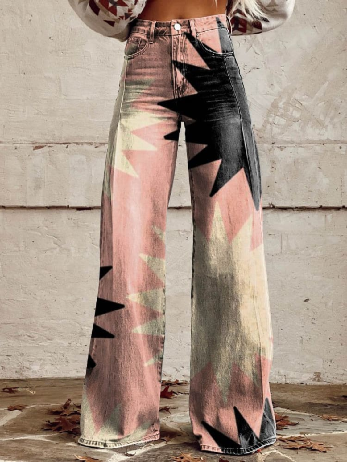 Stella | Wijde Spijkerbroek met Bohemian Print