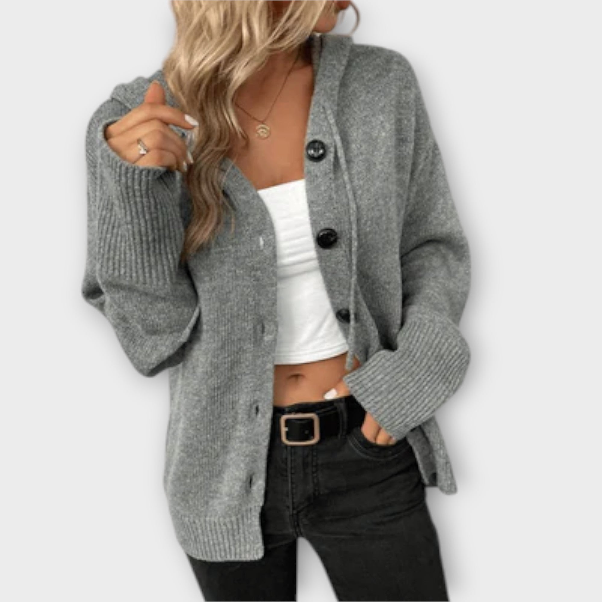 Britt – Gebreide Herfstcardigan met Knoopsluiting van Premium Wolmix