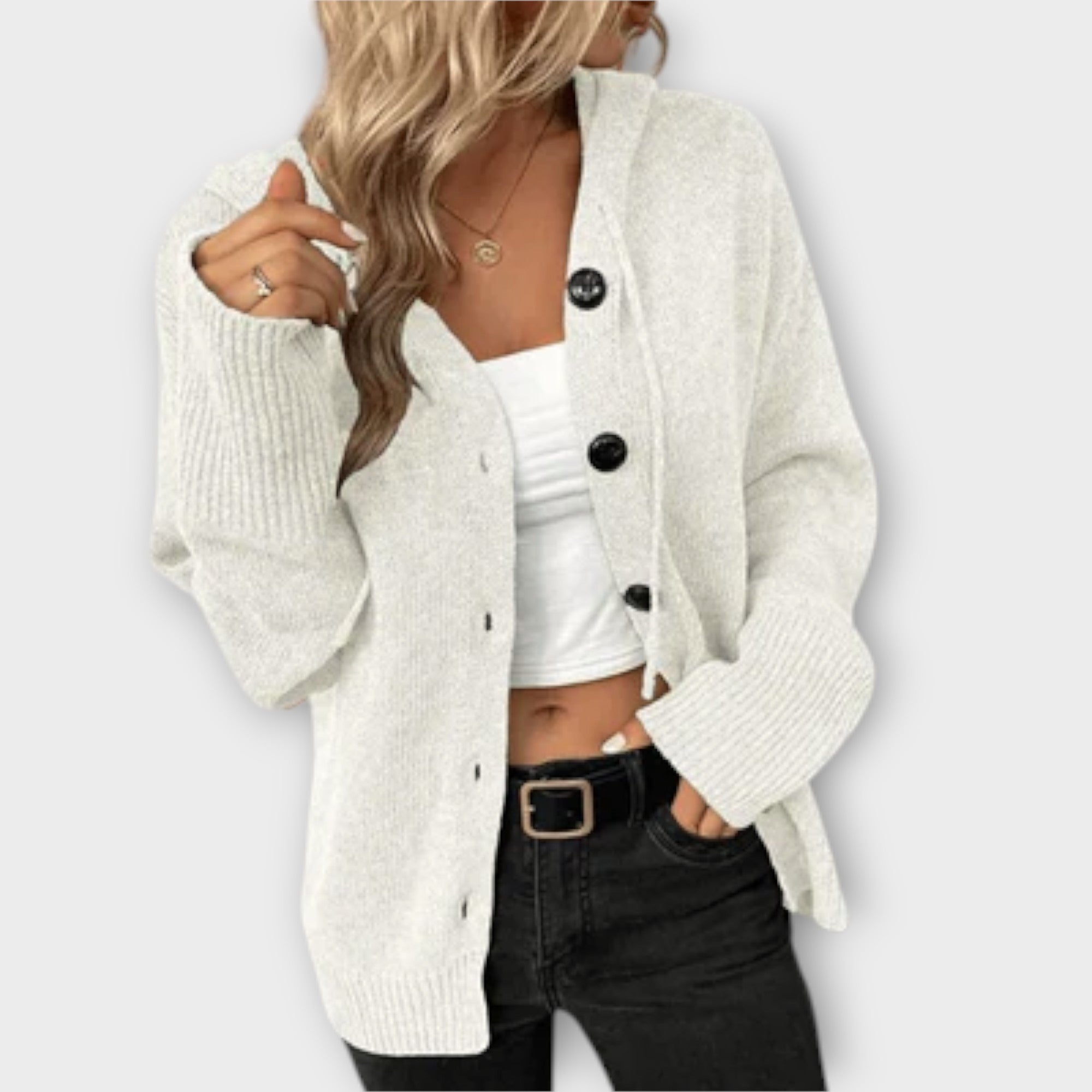 Britt – Gebreide Herfstcardigan met Knoopsluiting van Premium Wolmix