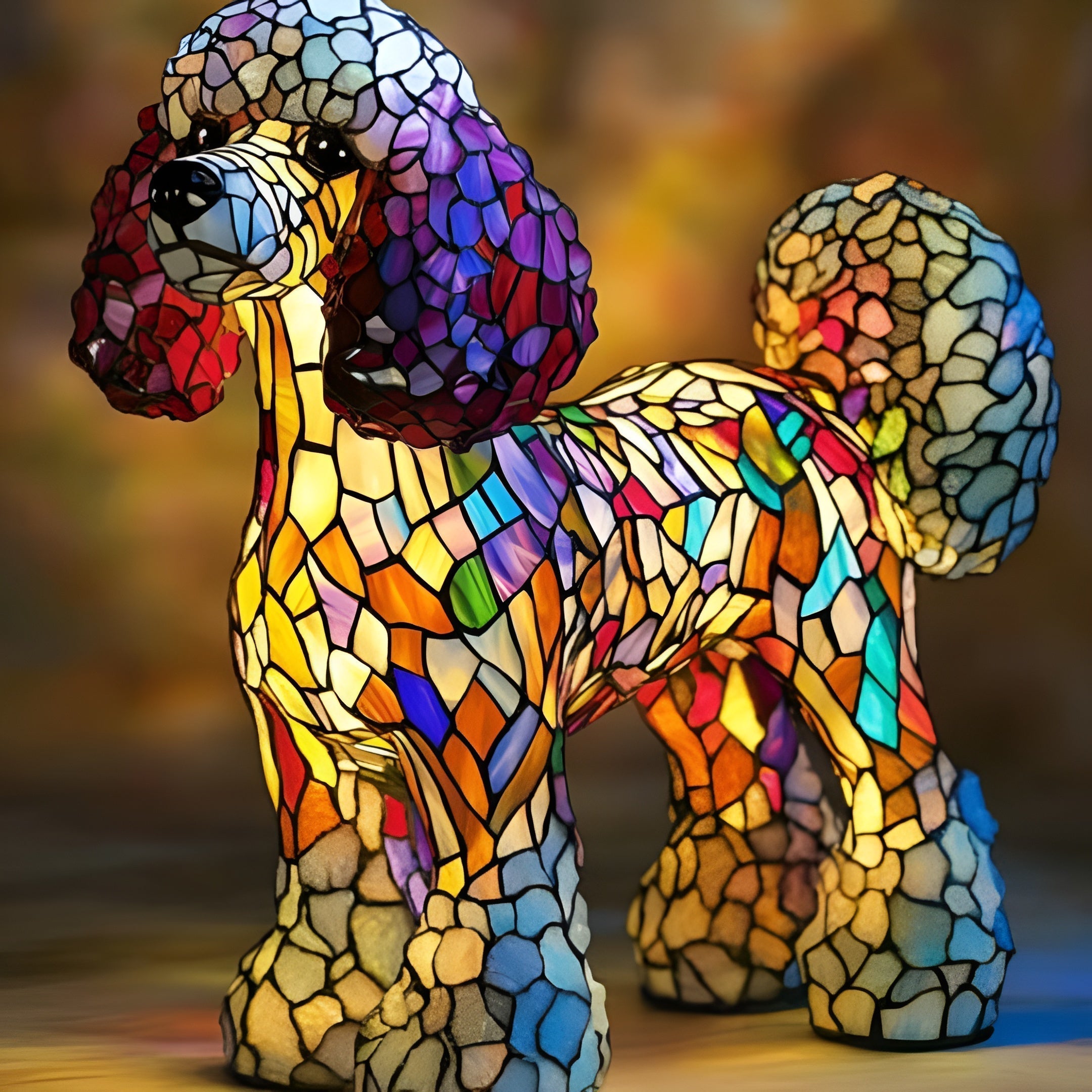 Pépette – Magische hondenlamp van gekleurd glas