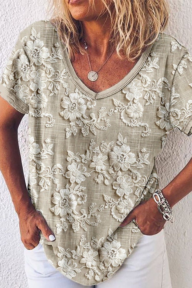 Petalo al Tramonto | Elegante T-shirt met Bloemendetail