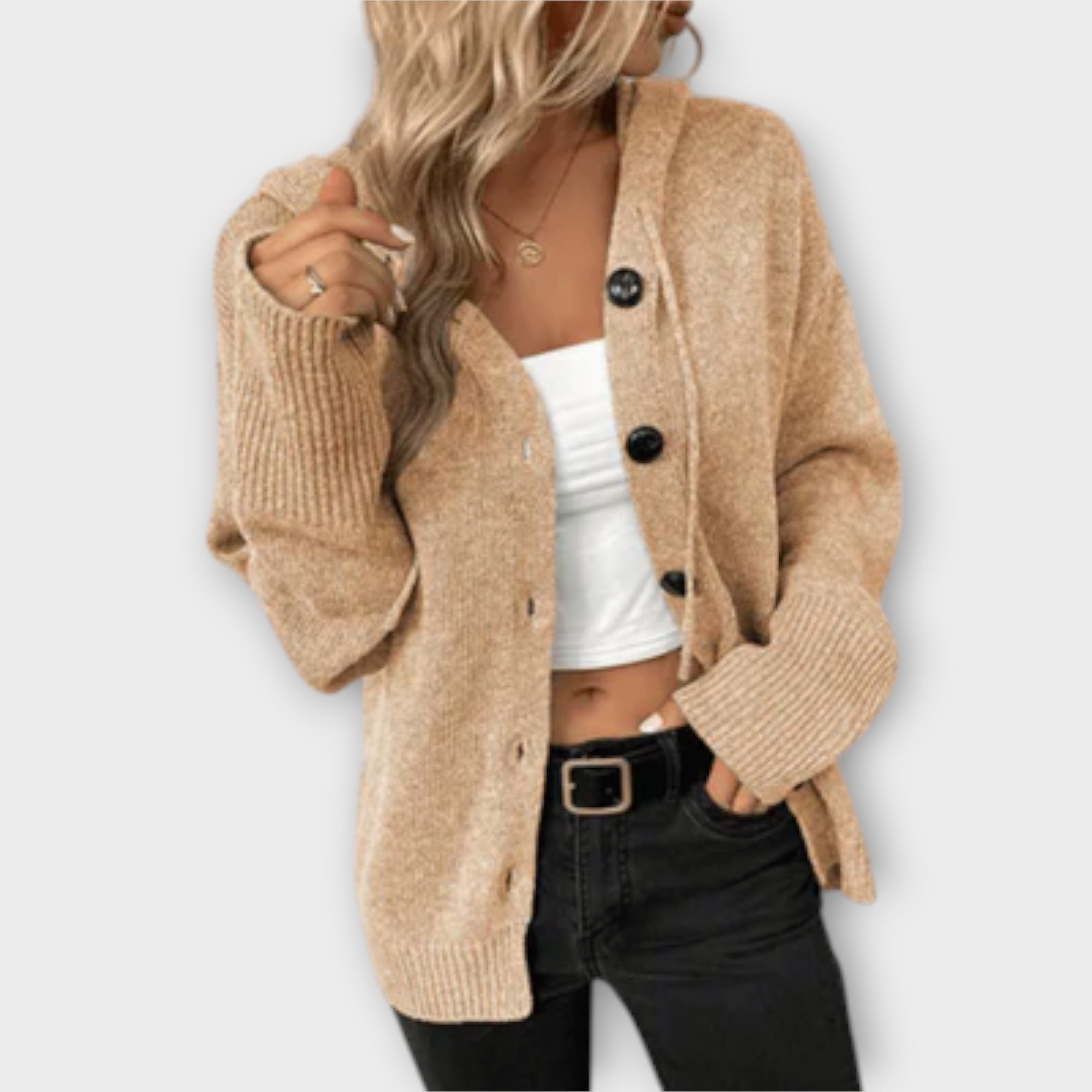 Britt – Gebreide Herfstcardigan met Knoopsluiting van Premium Wolmix