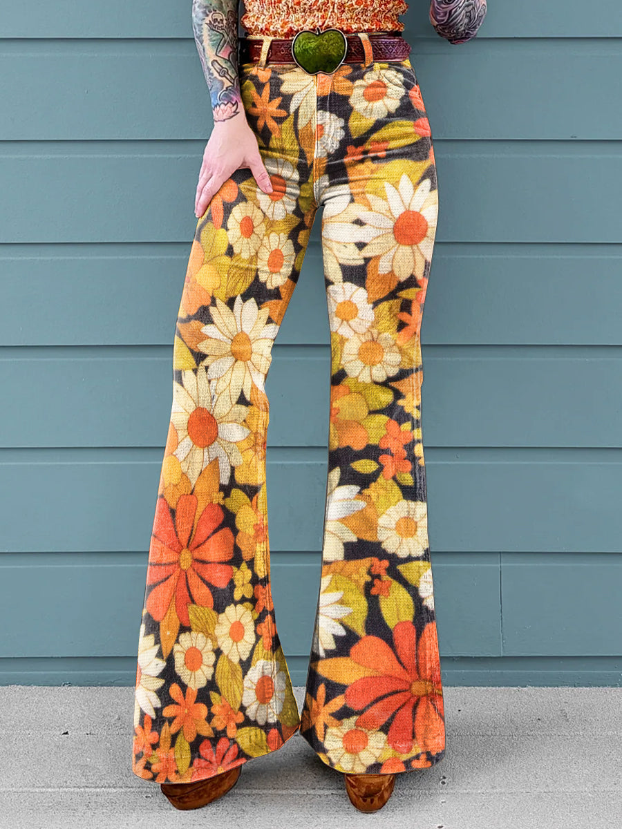 Fiorinda | Retro Madeliefjes Flared Broek