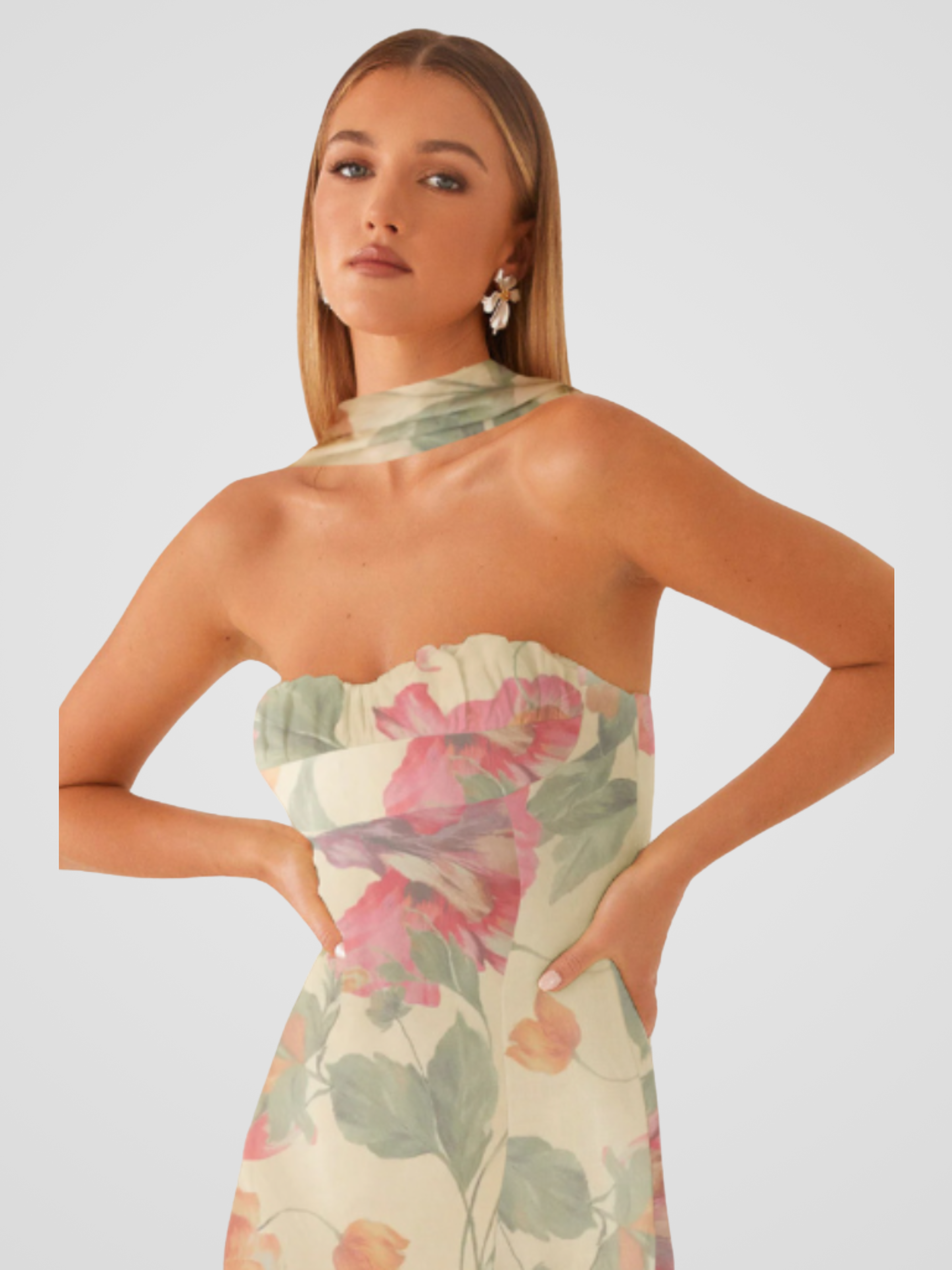 Aperti | Bandeau Jurk in Bloemen Chiffon