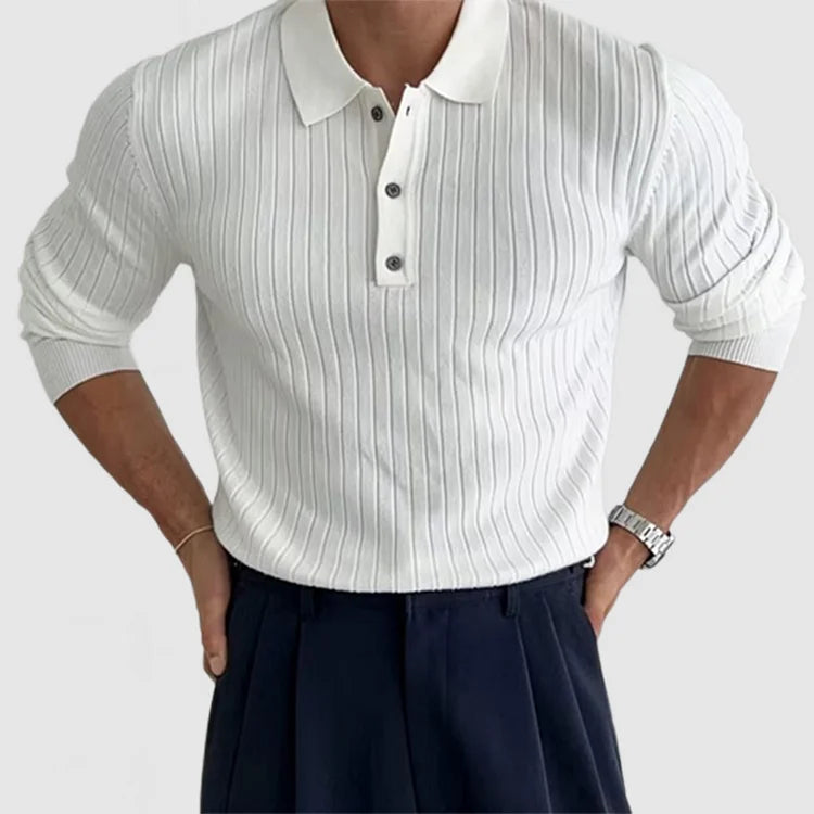 Adam - Poloshirt met lange mouwen voor heren met nekbescherming