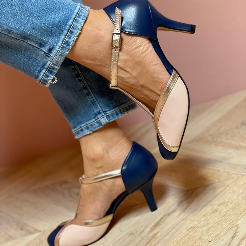 Alissa – Kleurrijke en Comfortabele Herfstpumps met T-Bandje en Ronde Neus