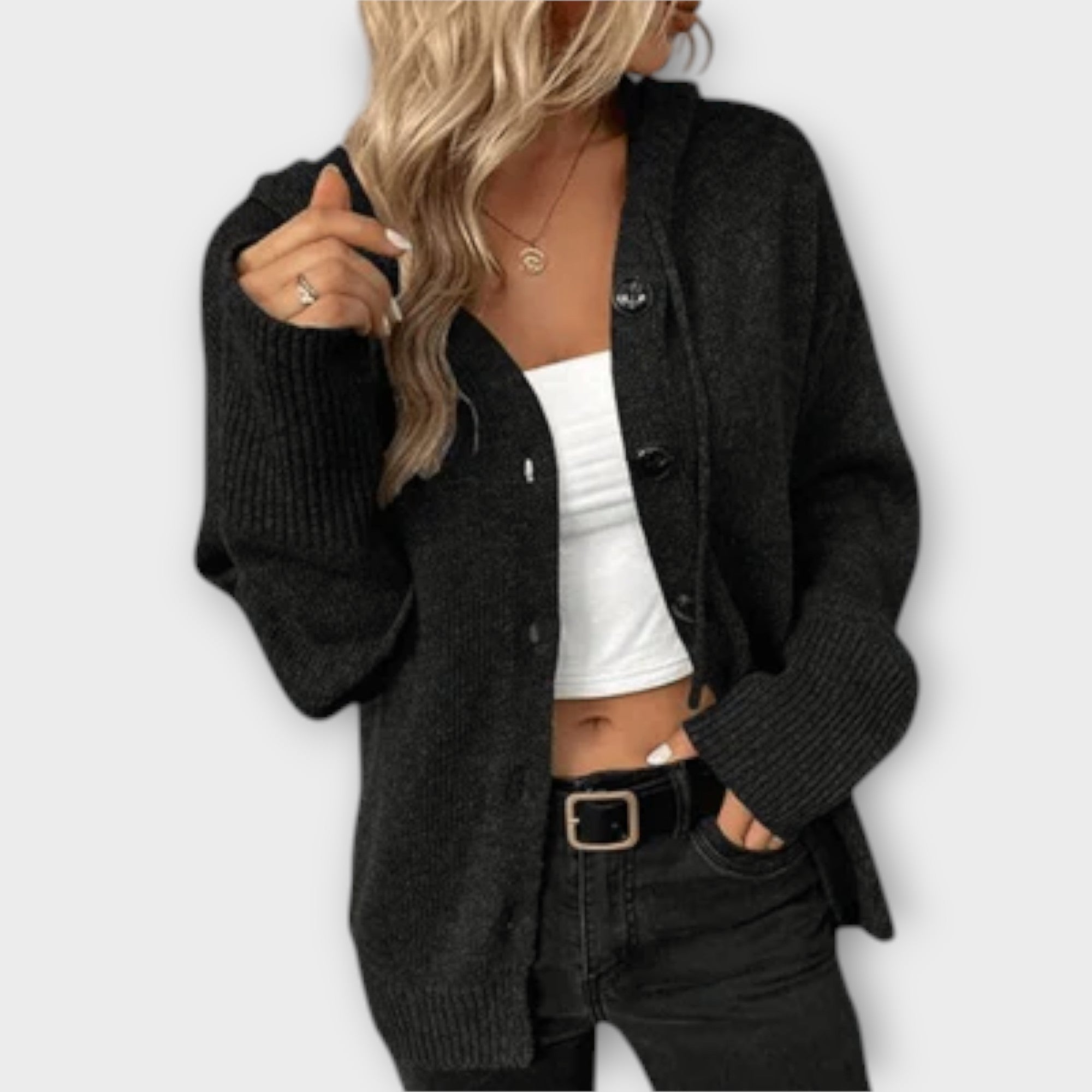 Britt – Gebreide Herfstcardigan met Knoopsluiting van Premium Wolmix