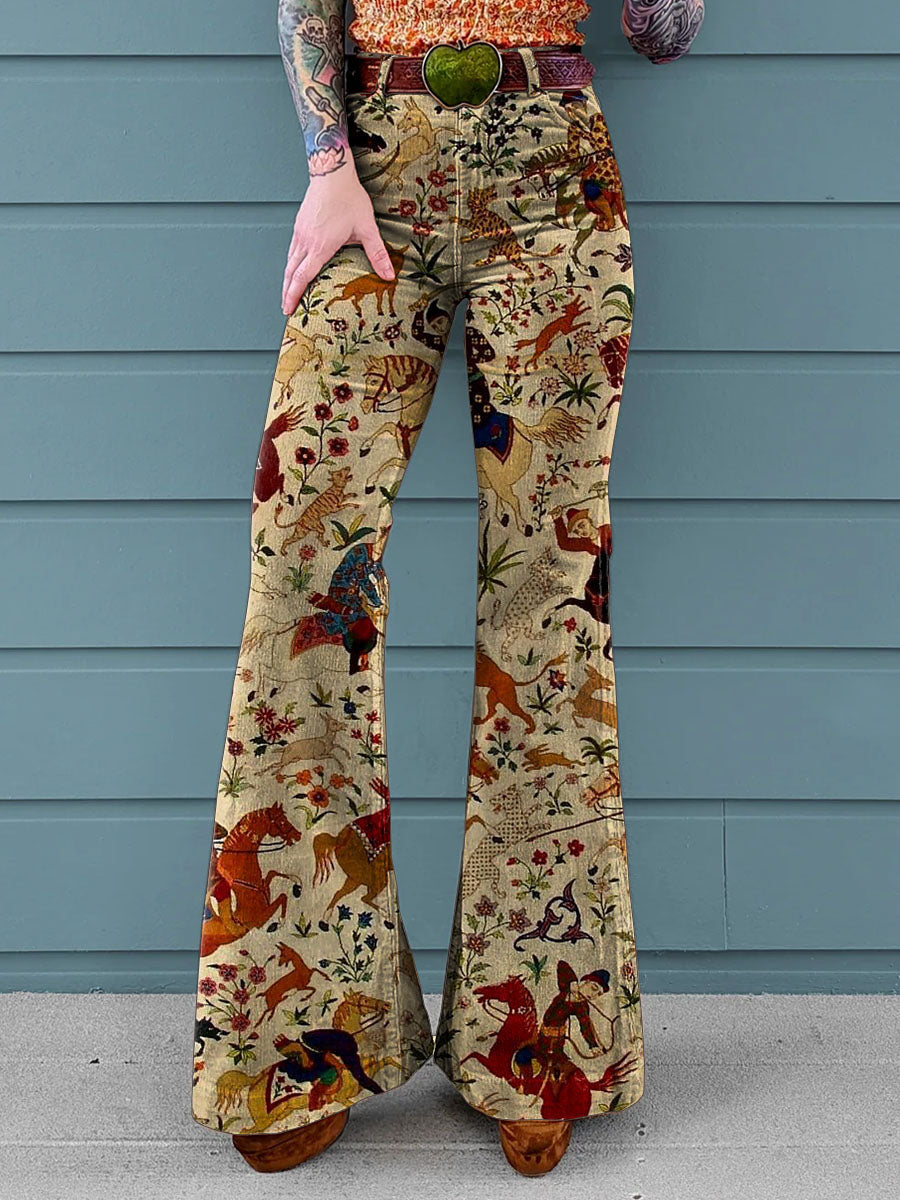 Farielle | Vintage Print Flared Broek