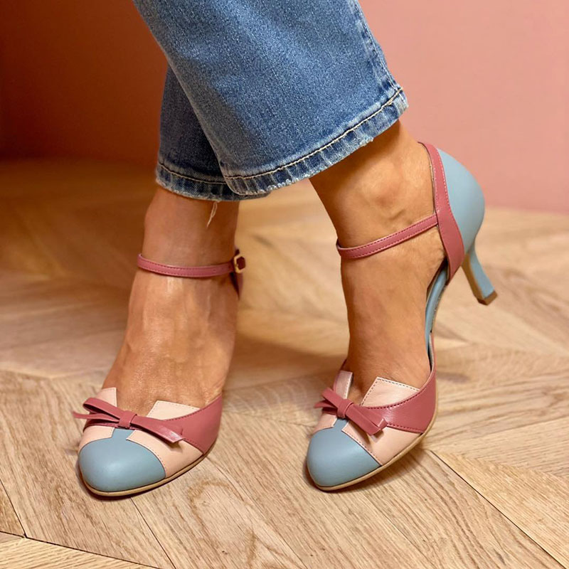 Bella – Kleurrijke Herfstsandalen met Strik en Bandje, Ronde Neus