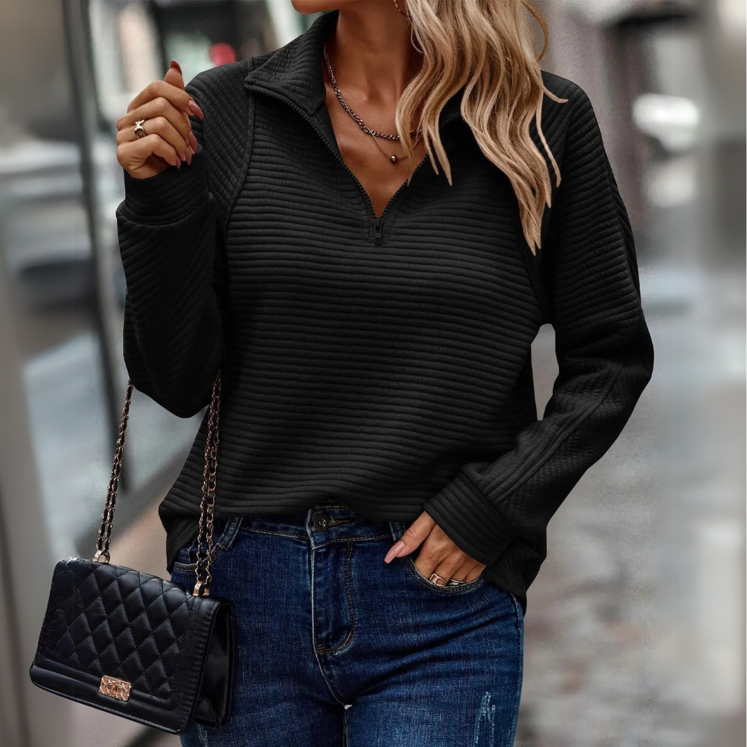 Suzanne – Trui met Half-Zip Detail