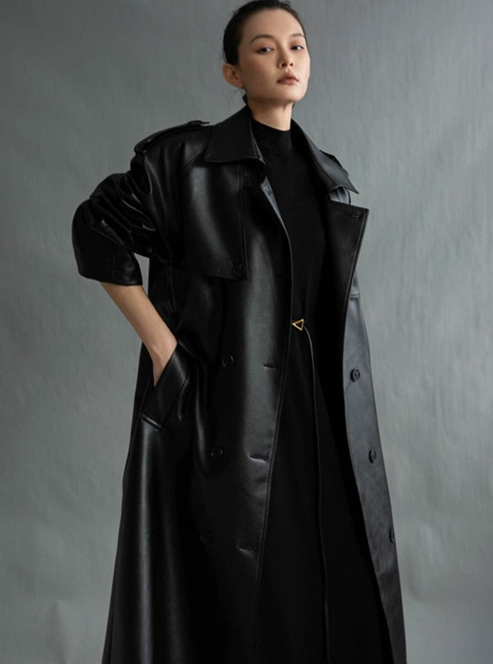 Gabrielle | Leren Trenchcoat