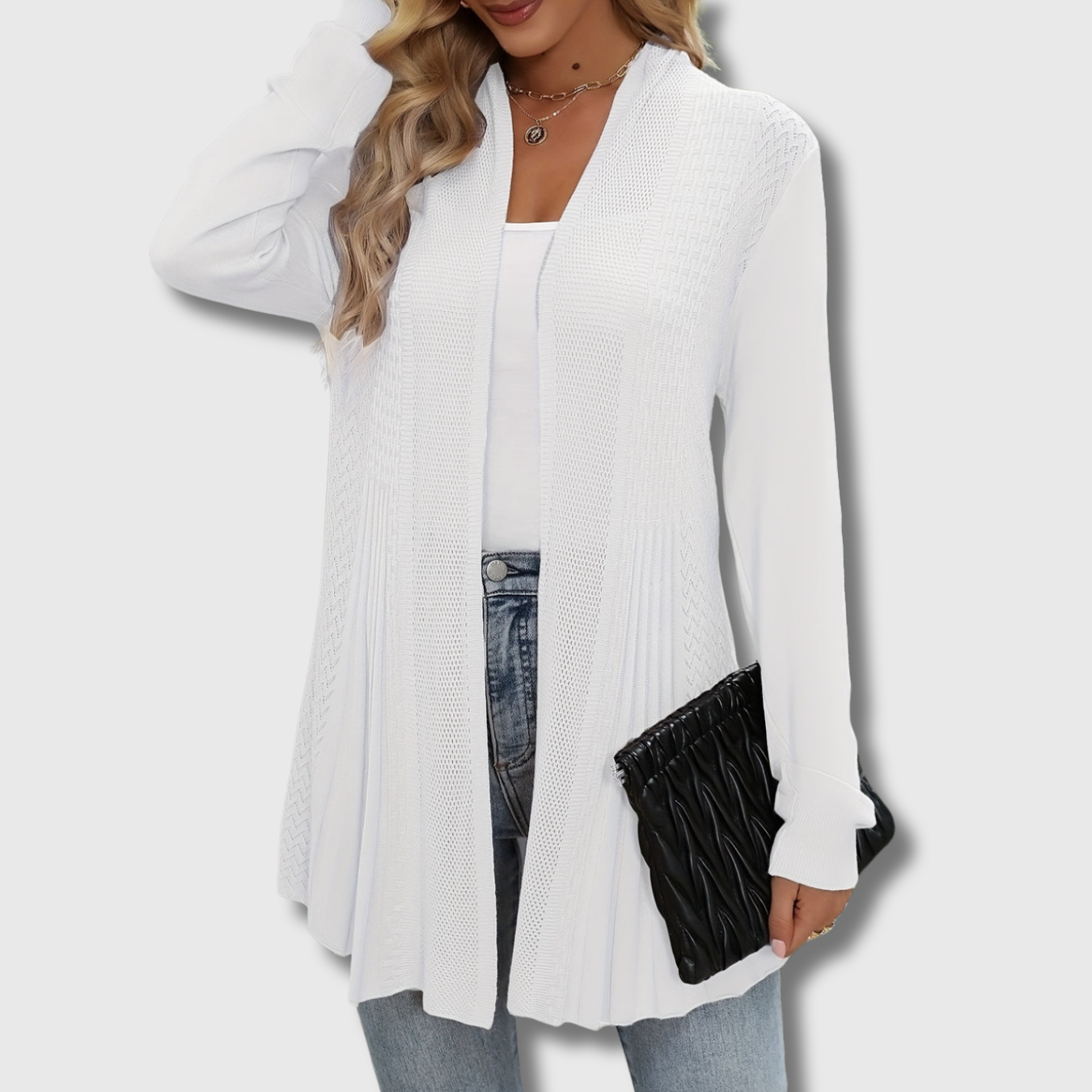 Fleur - Elegante opengewerkte gebreide cardigan voor dames, gelimiteerde oplage