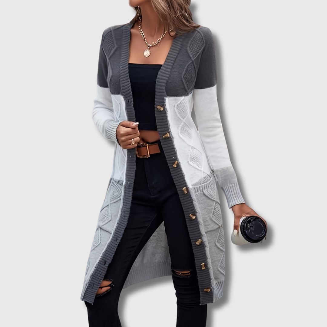 Colette – Dames Color Block Button-Up Cardigan Limited Edition