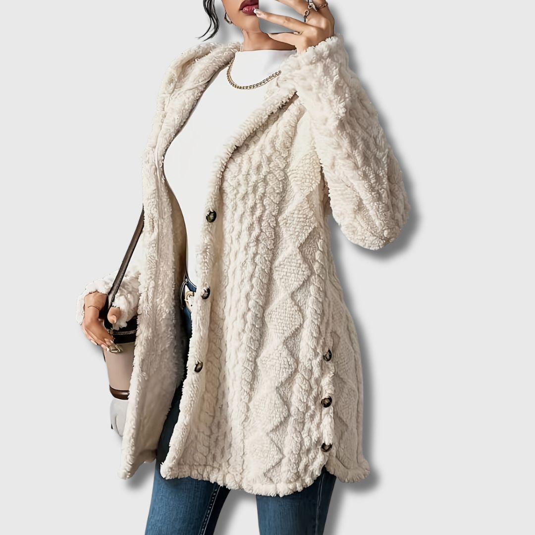 Élodie - Dames Teddy Coat met capuchon, gelimiteerde oplage