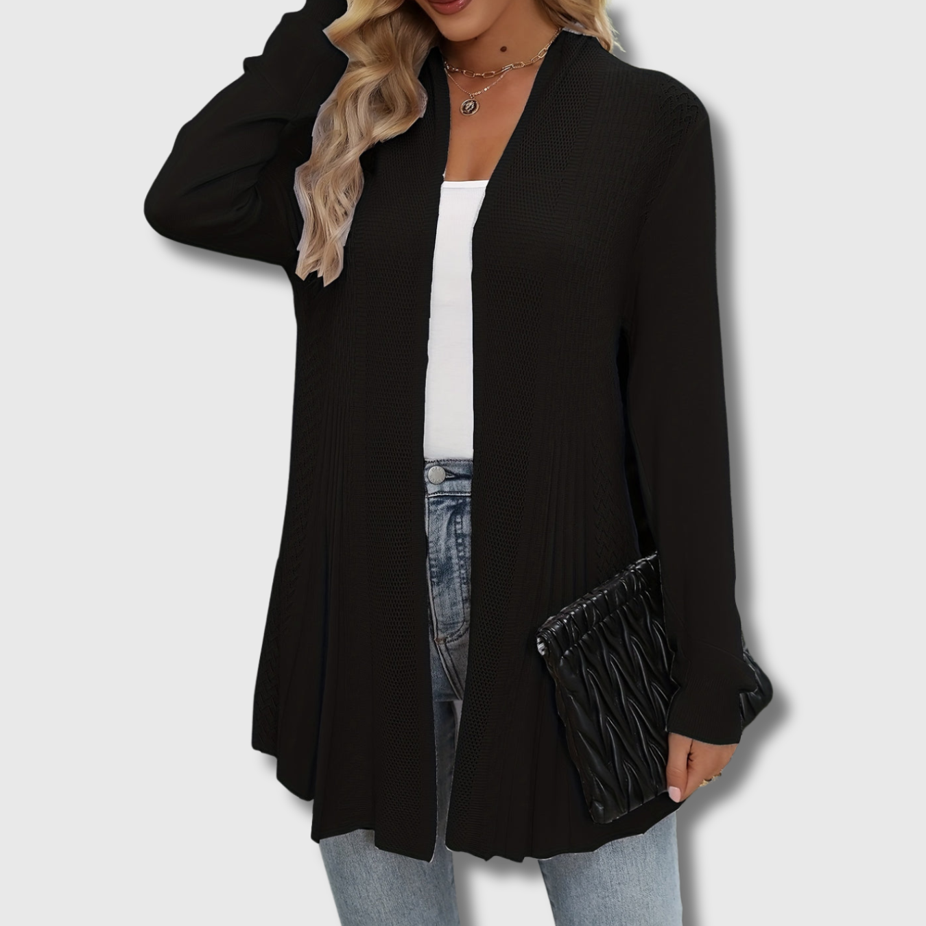 Fleur - Elegante opengewerkte gebreide cardigan voor dames, gelimiteerde oplage