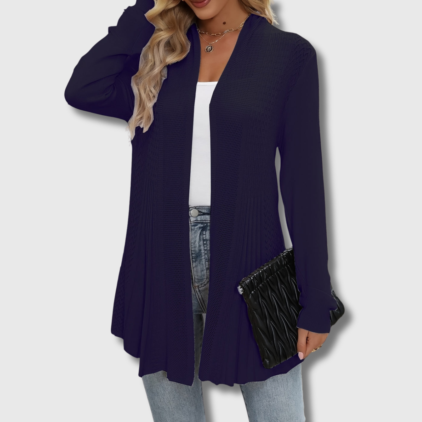Fleur - Elegante opengewerkte gebreide cardigan voor dames, gelimiteerde oplage