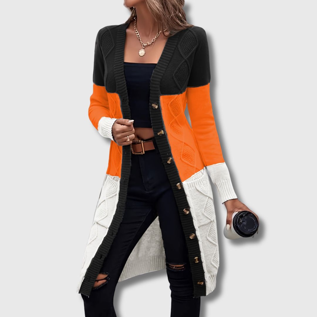 Colette – Dames Color Block Button-Up Cardigan Limited Edition