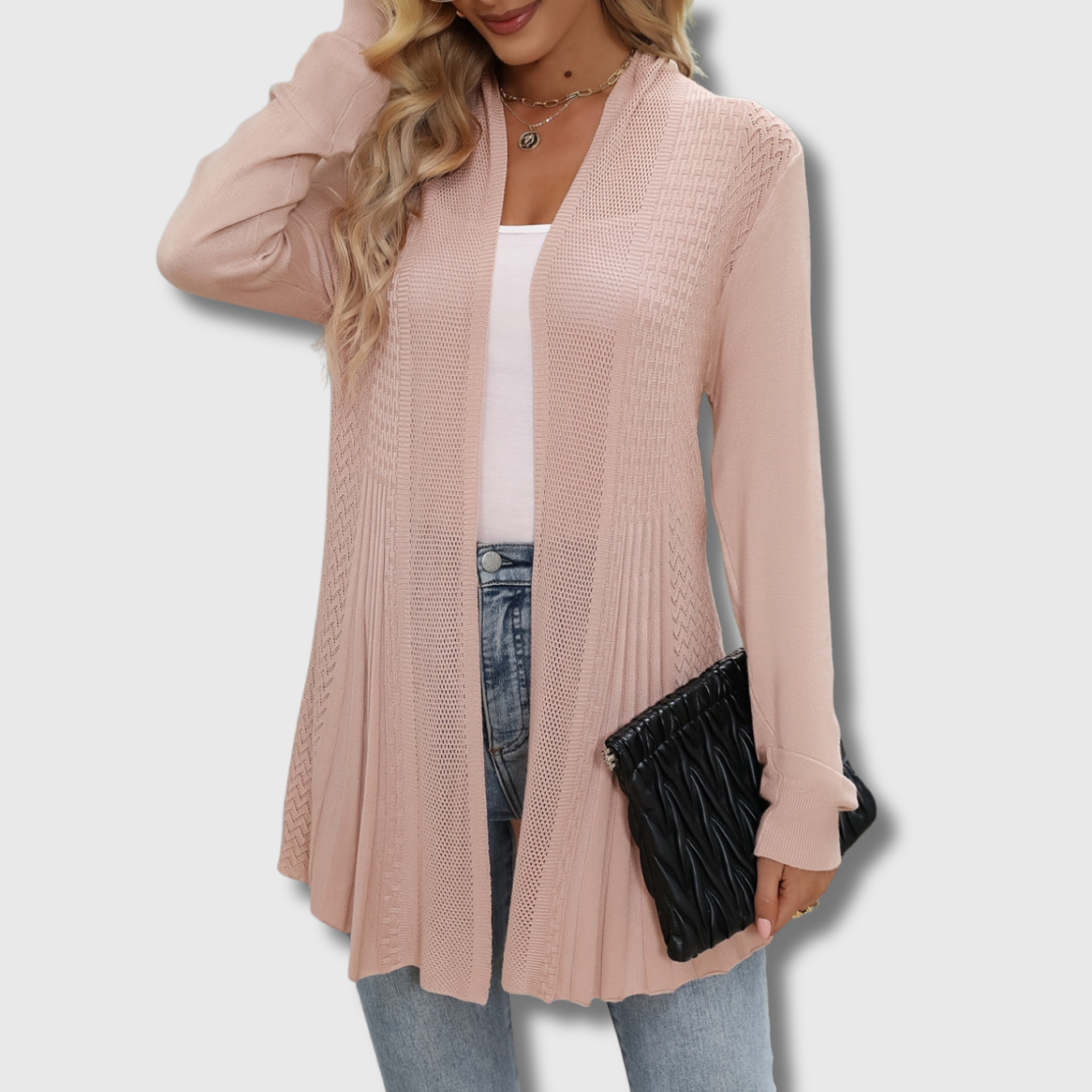 Fleur - Elegante opengewerkte gebreide cardigan voor dames, gelimiteerde oplage