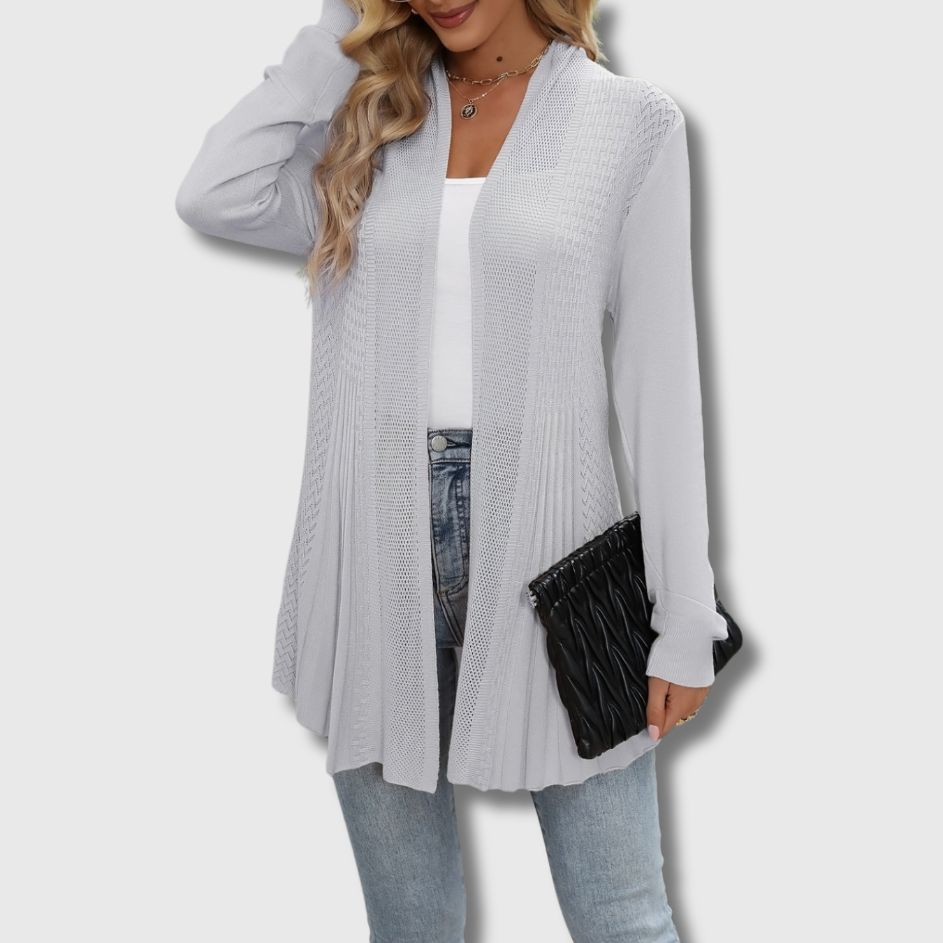 Fleur - Elegante opengewerkte gebreide cardigan voor dames, gelimiteerde oplage
