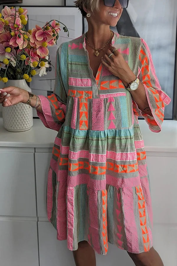 Van Der Waal™ | Boho ruches swingjurk