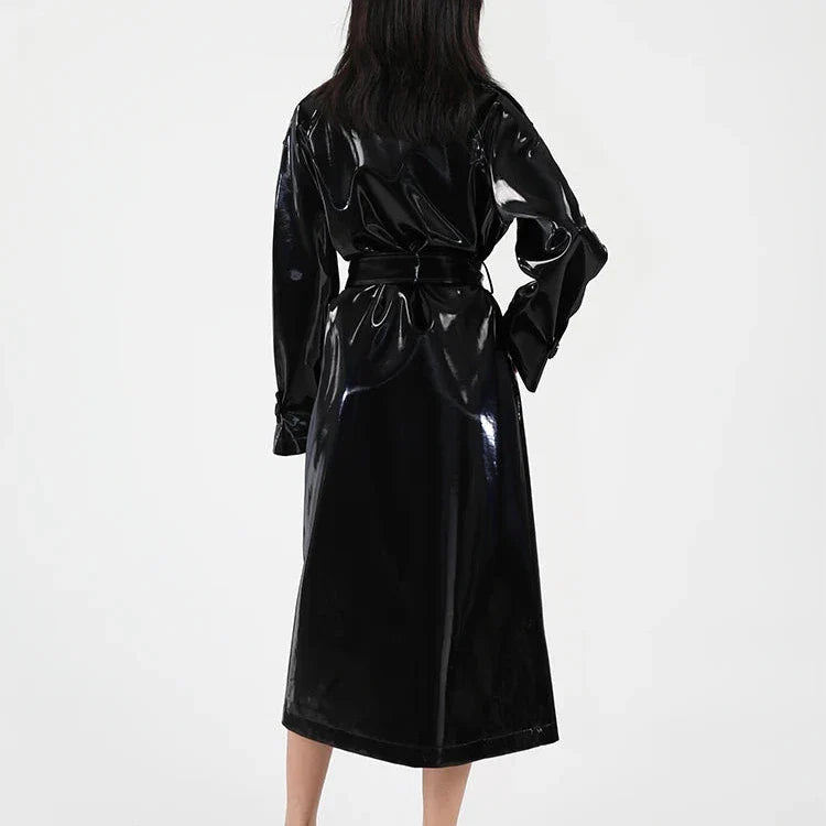 Renée | Reflecterende Lakleren Trenchcoat
