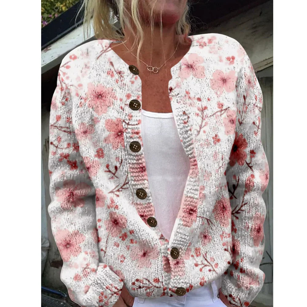 Rozenpracht | Elegante Cardigan met Print