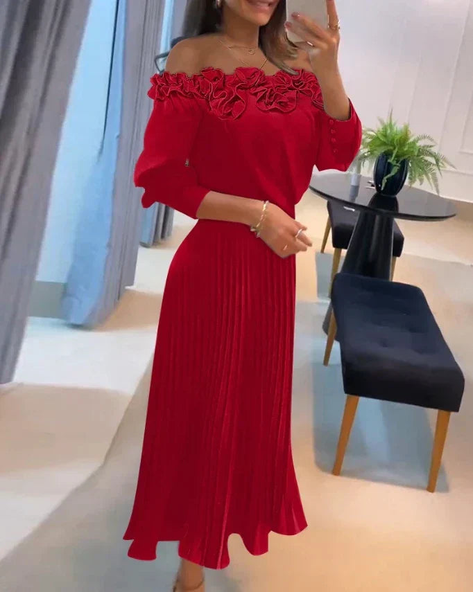 Aria | Maxi Jurk Off-Shoulder Flonkerend