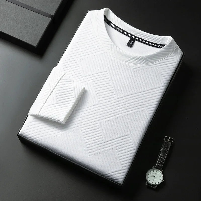 Gestreepte Heren Jacquard Crewneck